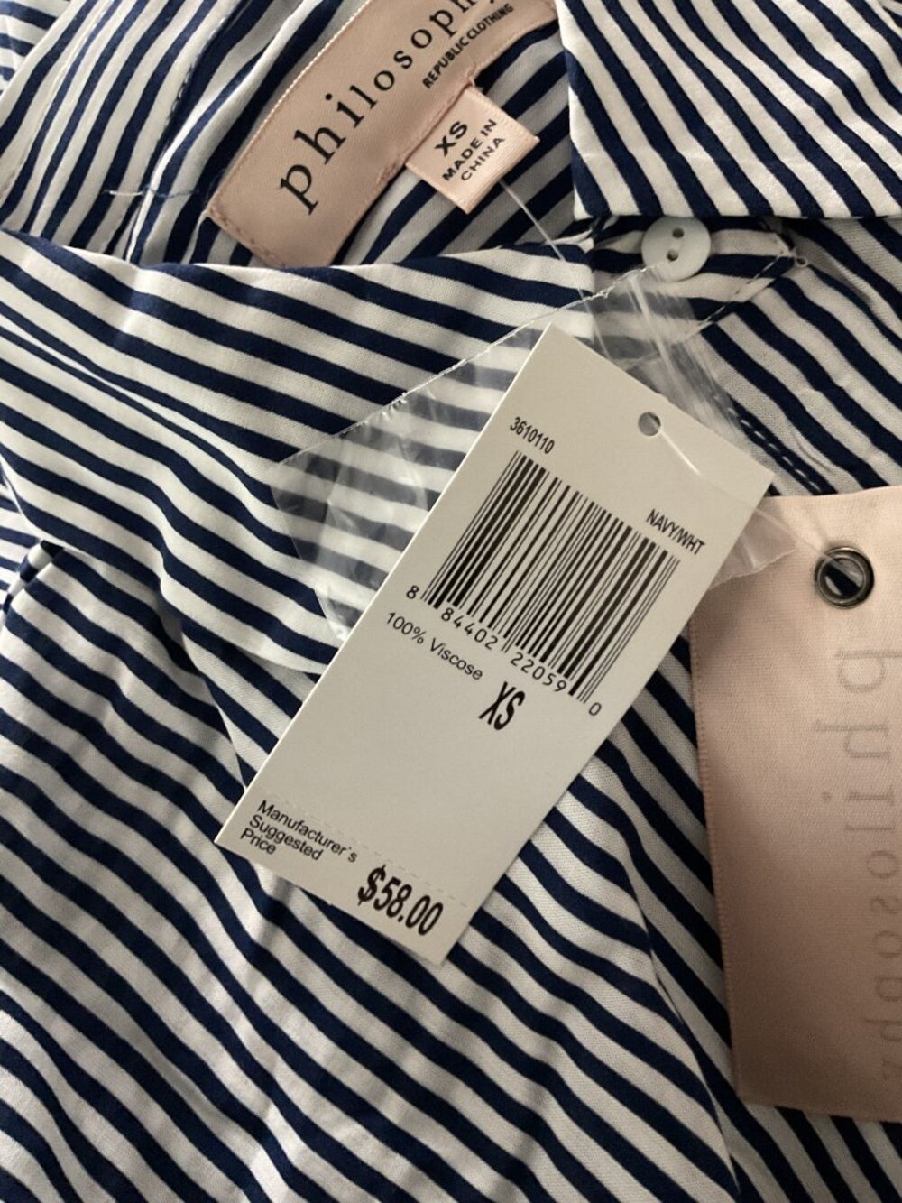 Philosophy Blue Striped Button Down Shirt Sz XS - Picture 11 of 13